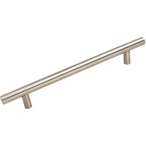 10 Brushed Nickel European Style Cabinet Pulls 6 1/4 Center 8 4/5 total length